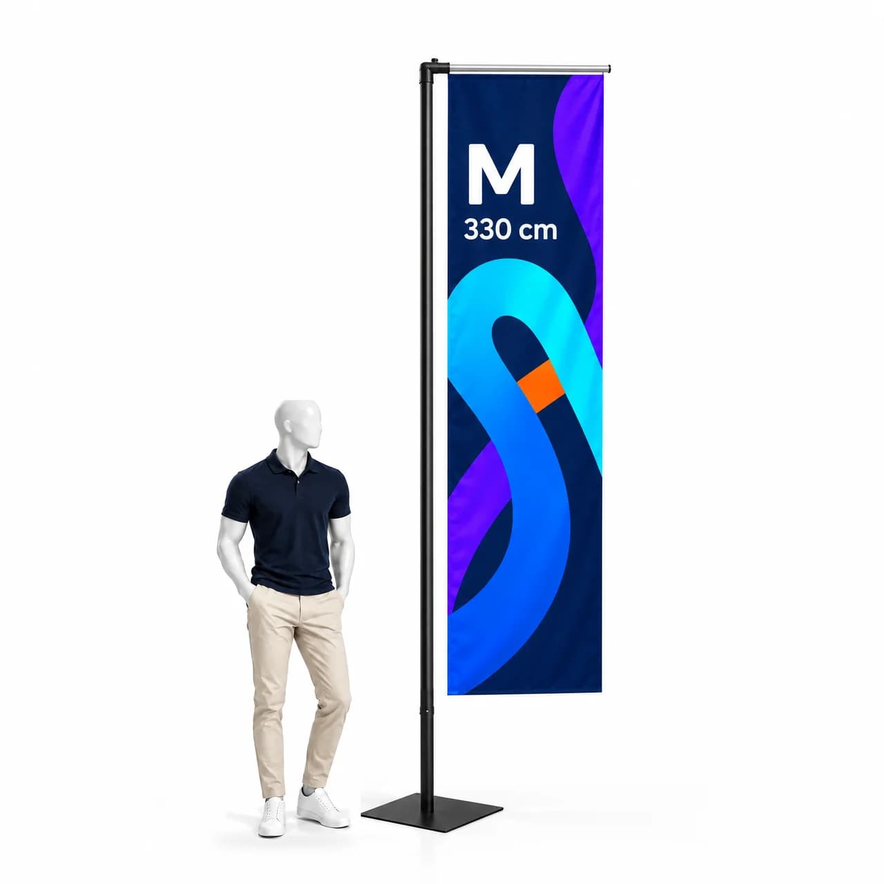 Beachflag H M 330 cm – prostokątna flaga reklamowa z nadrukiem