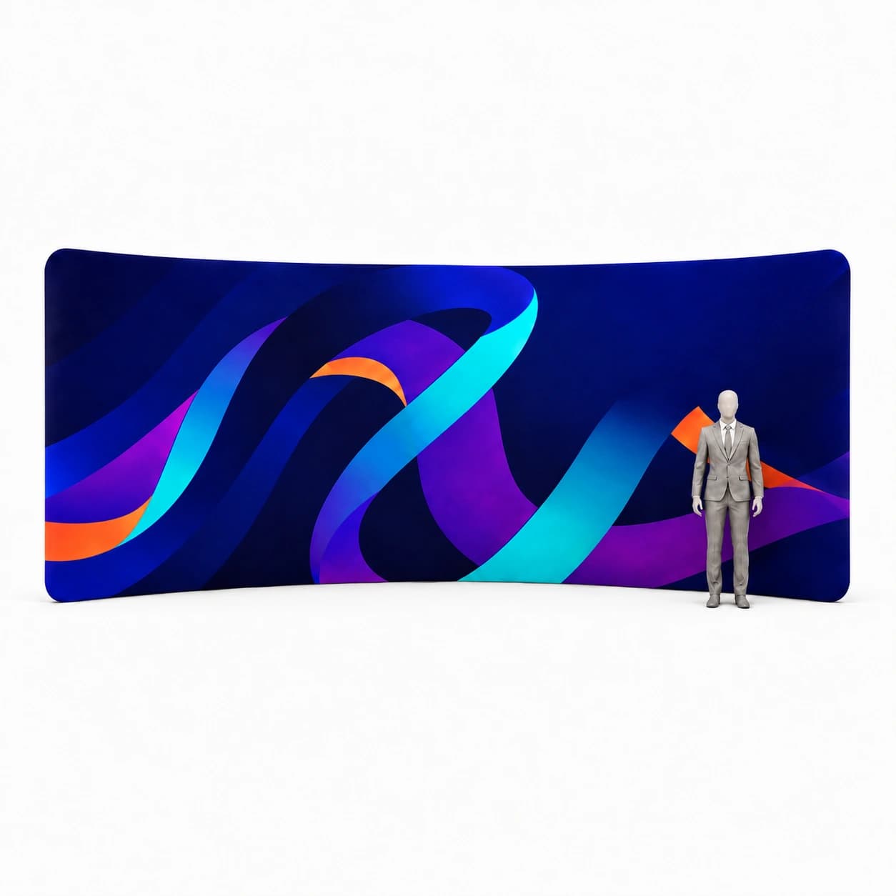 Ścianka tekstylna łukowa 530 × 230 cm z nadrukiem