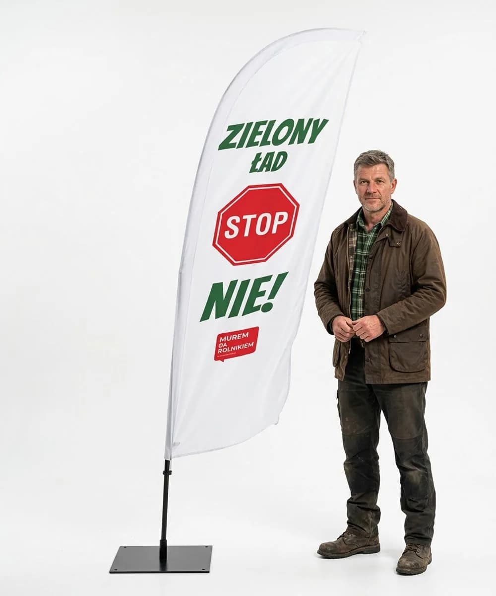 Winder reklamowy – z masztem protest rolników – wzór 2 – zestaw konfigurowalny