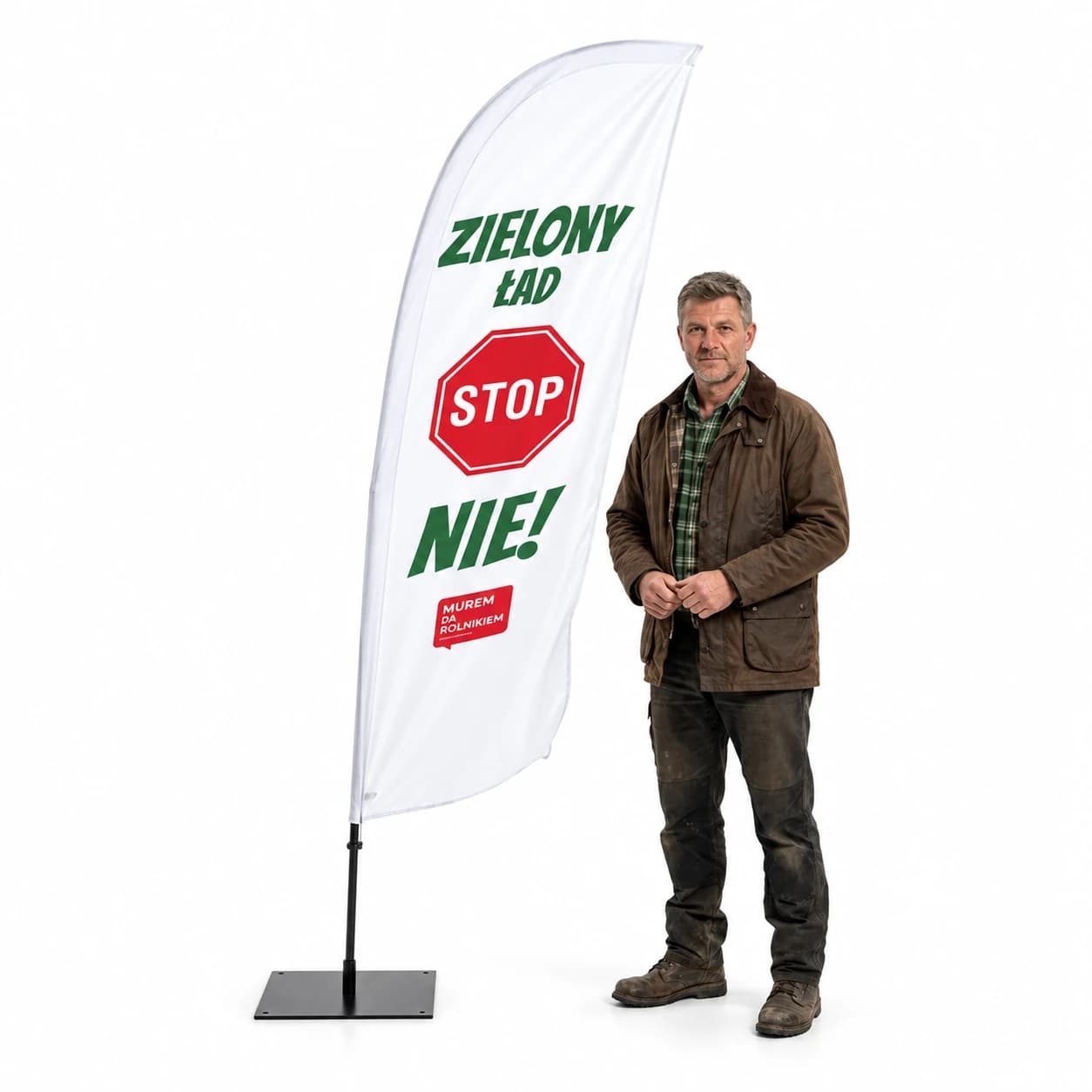 Winder reklamowy – z masztem protest rolników – wzór 2 – zestaw konfigurowalny