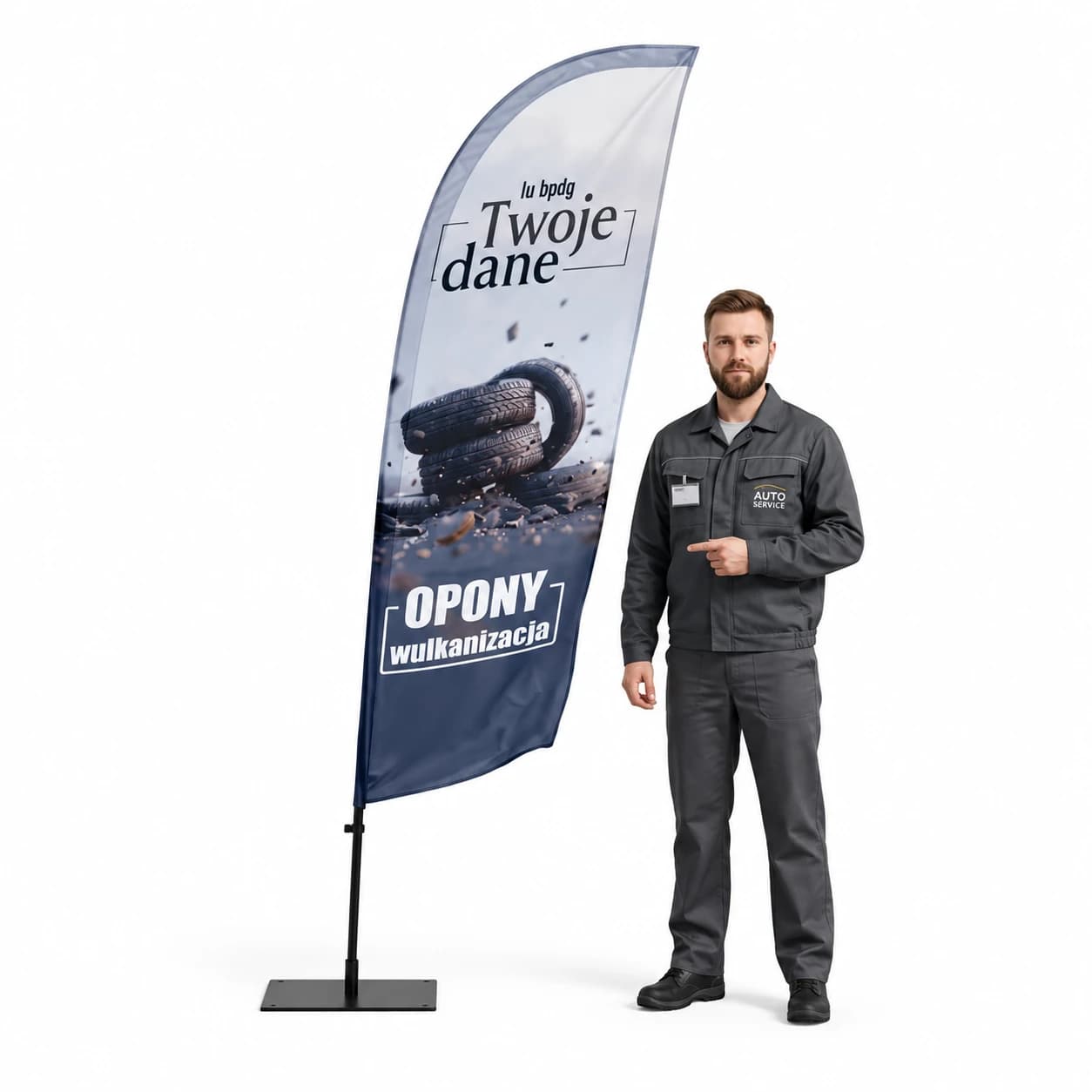 Winder reklamowy – Opony Wulkanizacja – wzór 9 – zestaw konfigurowalny