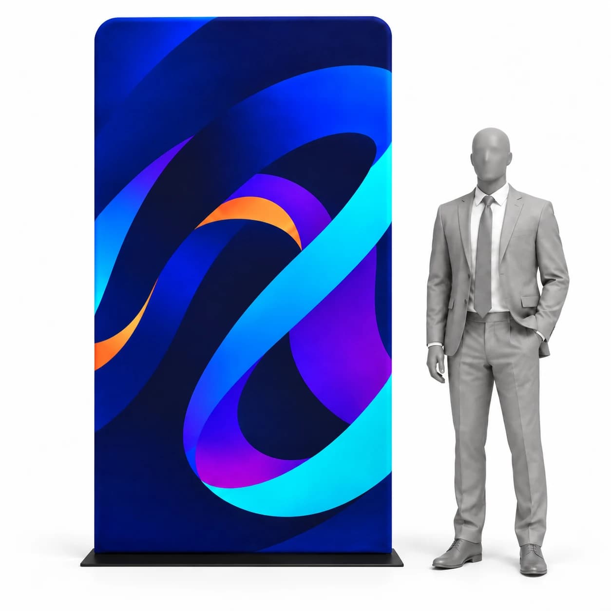 Stand tekstylny 120 × 230 cm z nadrukiem, zdjęcie i porównanie modeli