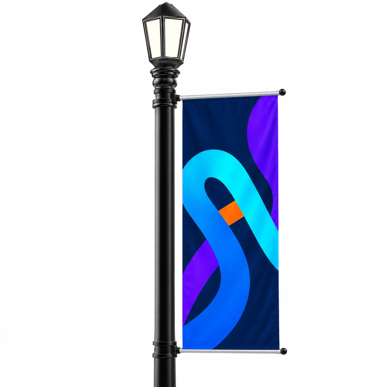 Maszt uliczny Avenue XL pojedynczy z flagą na latarni