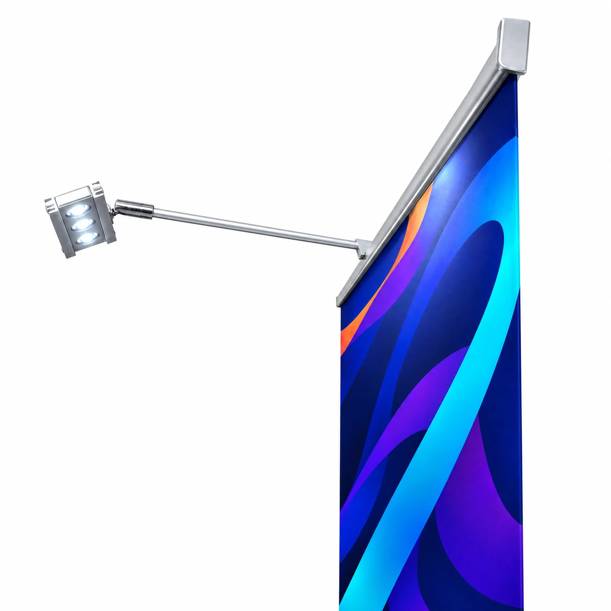Lampka LED do roll-upów przy roll-upie z grafiką