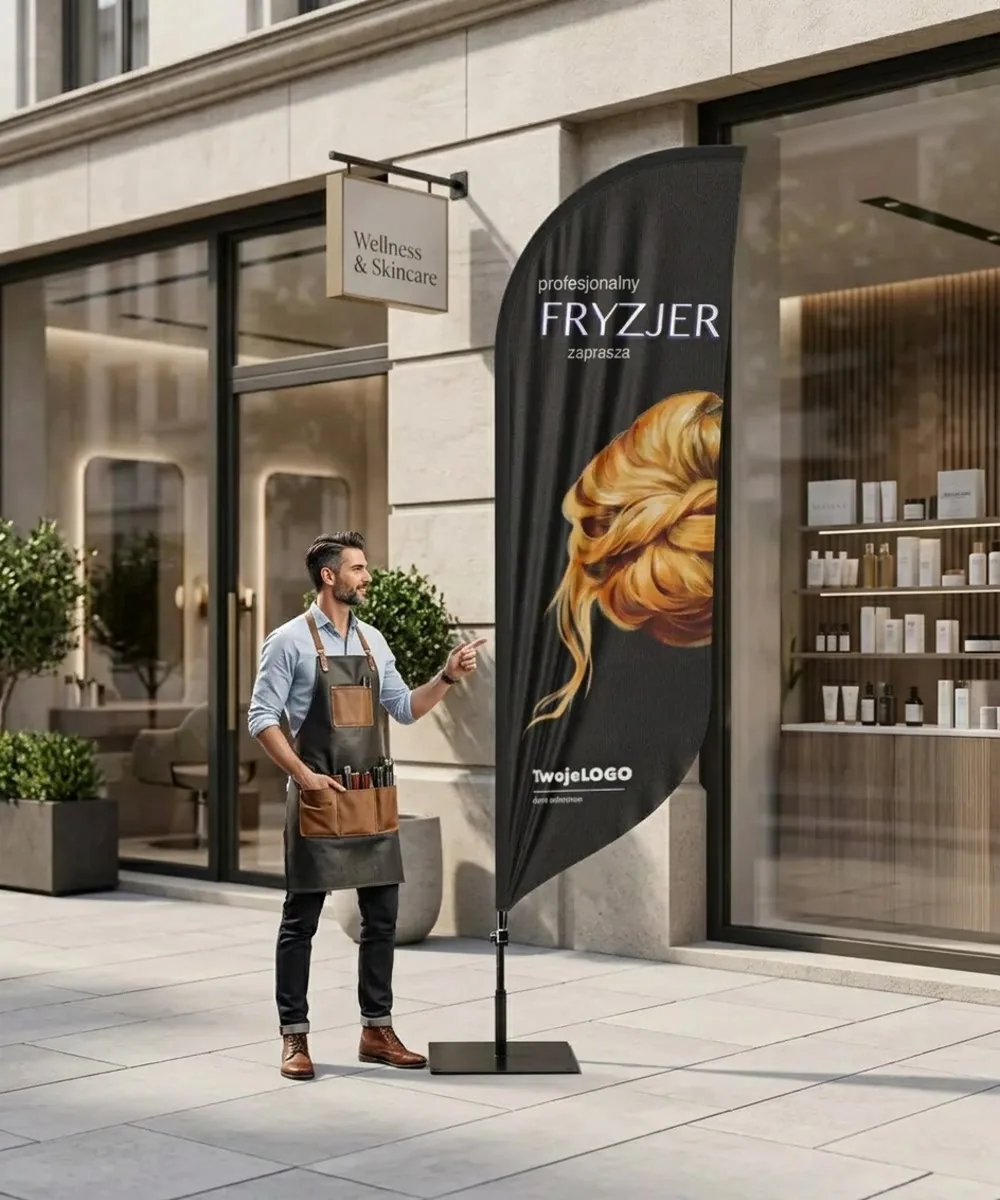 Winder reklamowy – Fryzjer beauty reklama – wzór 7 – zestaw konfigurowalny – gotowy winder branżowy