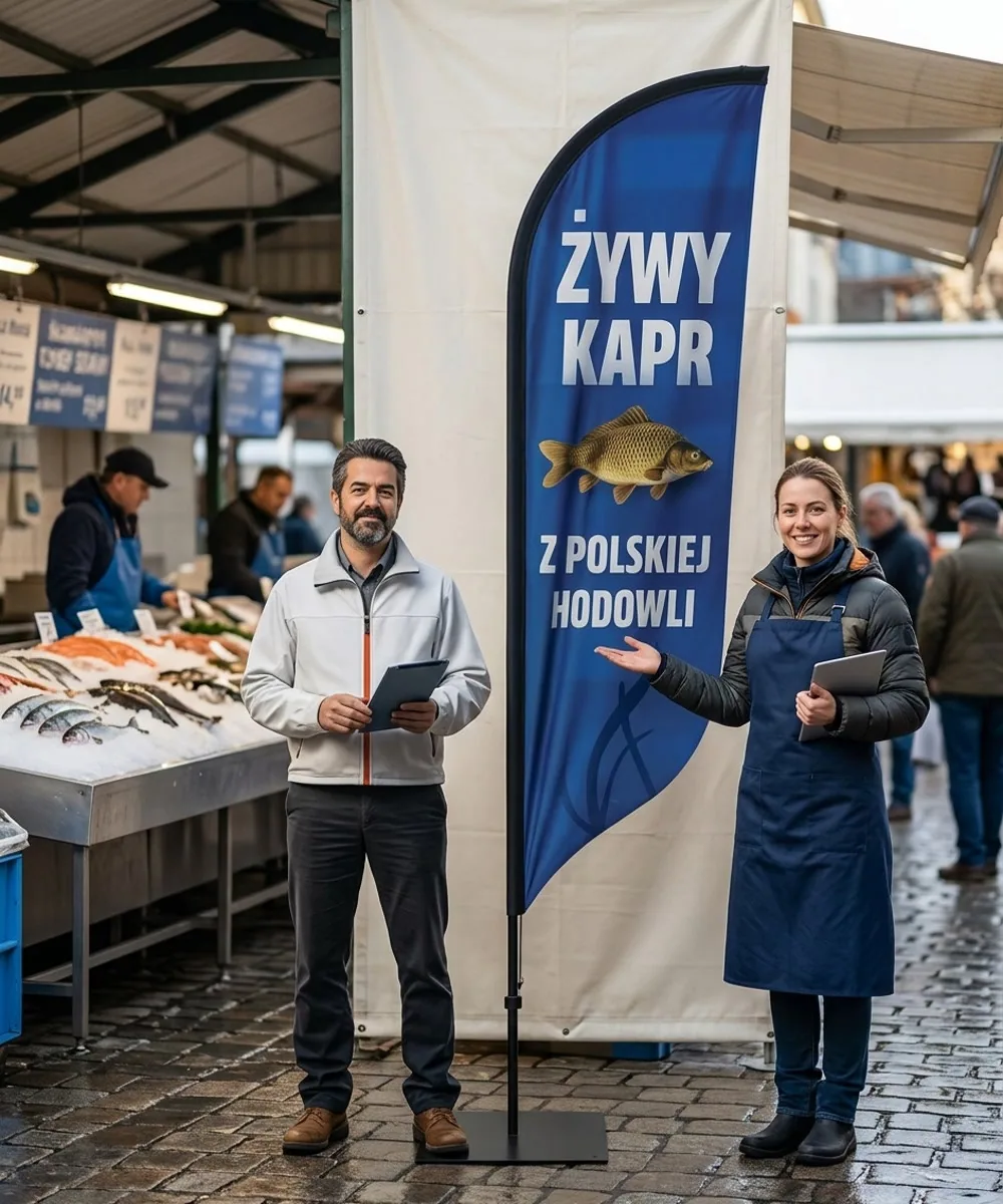 Winder reklamowy – Żywy Karp reklama – wzór 1 – zestaw konfigurowalny – gotowy winder branżowy
