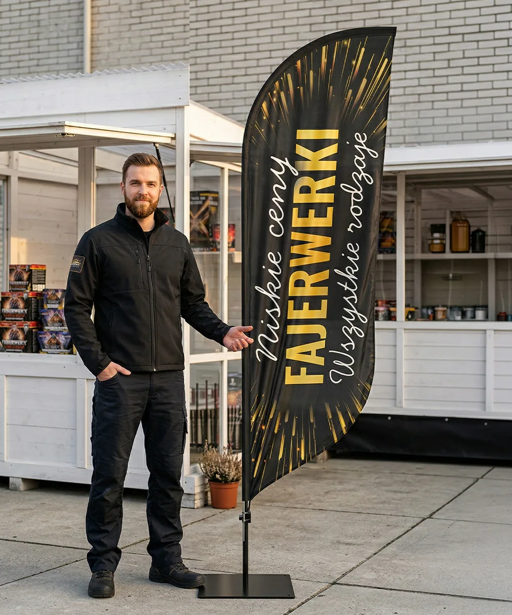 Winder reklamowy – Fajerwerki reklama – wzór 3 – zestaw konfigurowalny – gotowy winder branżowy