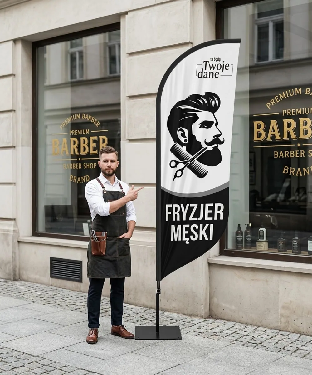 Winder reklamowy – Barber – wzór 21 – zestaw konfigurowalny – gotowy winder branżowy