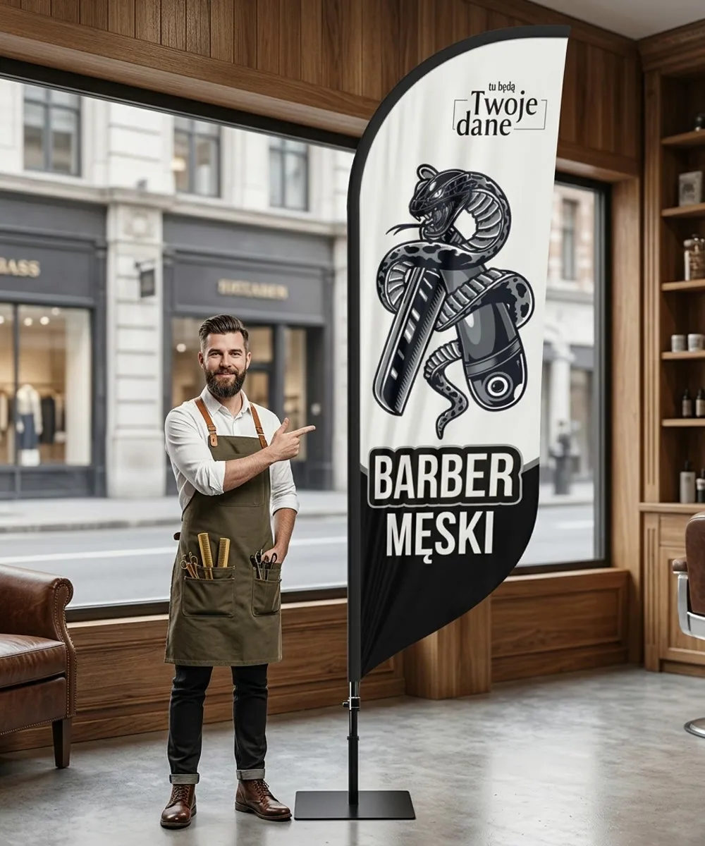 Winder reklamowy – Barber – wzór 26 – zestaw konfigurowalny – gotowy winder branżowy