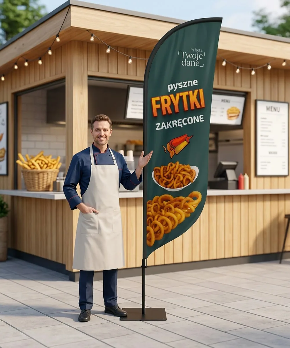 Winder reklamowy – Zakręcone Frytki reklama – wzór 3 – zestaw konfigurowalny – gotowy winder branżowy