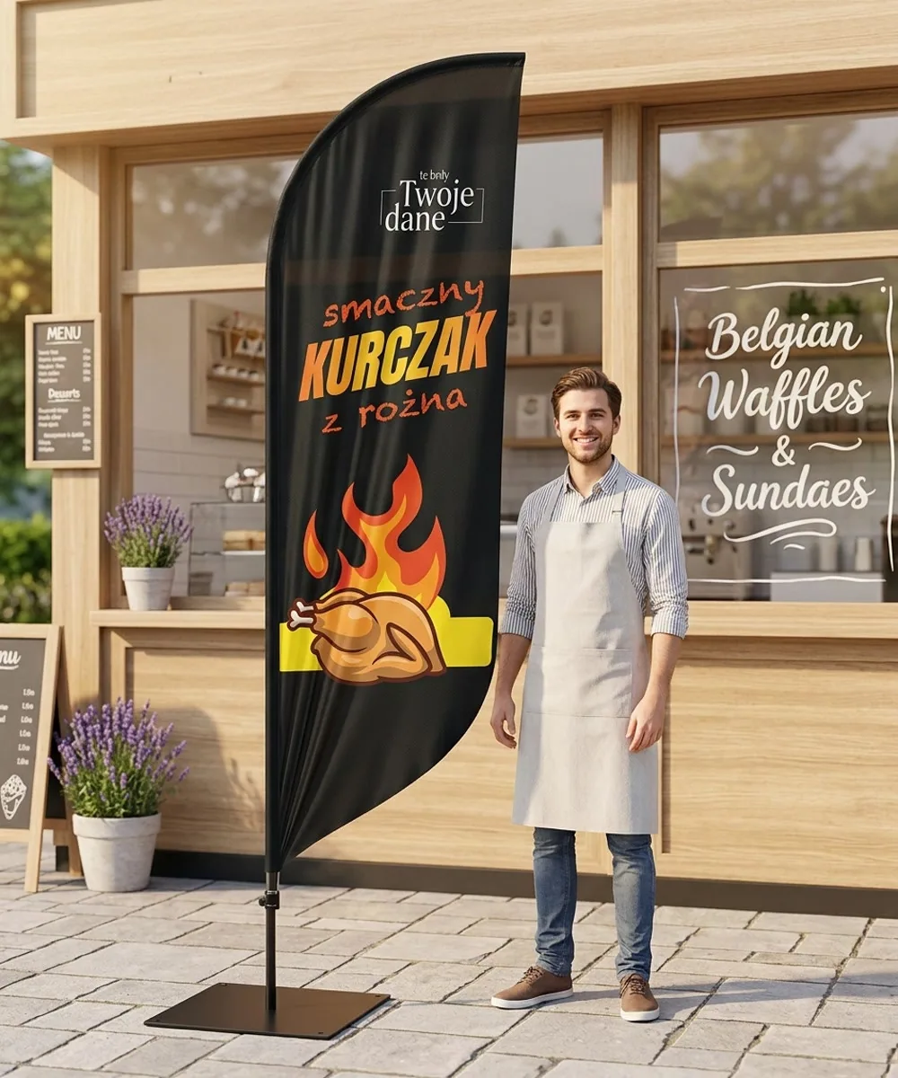 Winder reklamowy – Kurczak z rożna reklama – wzór 3 – zestaw konfigurowalny – gotowy winder branżowy