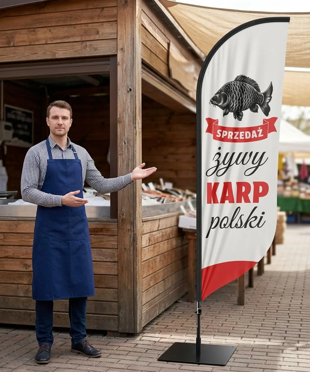 Winder reklamowy – Żywy Karp reklama – wzór 3 – zestaw konfigurowalny – gotowy winder branżowy