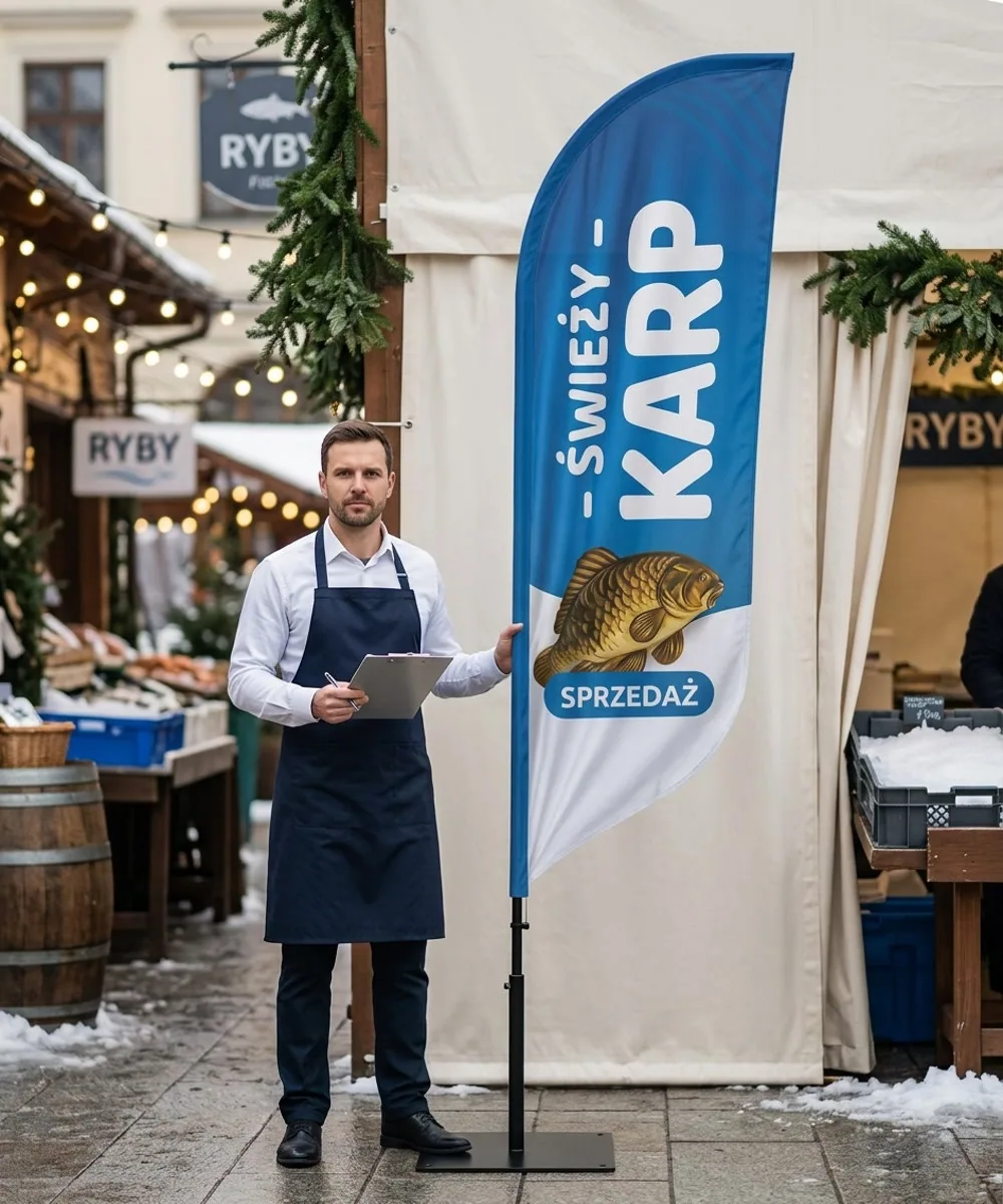 Winder reklamowy – Żywy Karp reklama – wzór 5 – zestaw konfigurowalny – gotowy winder branżowy